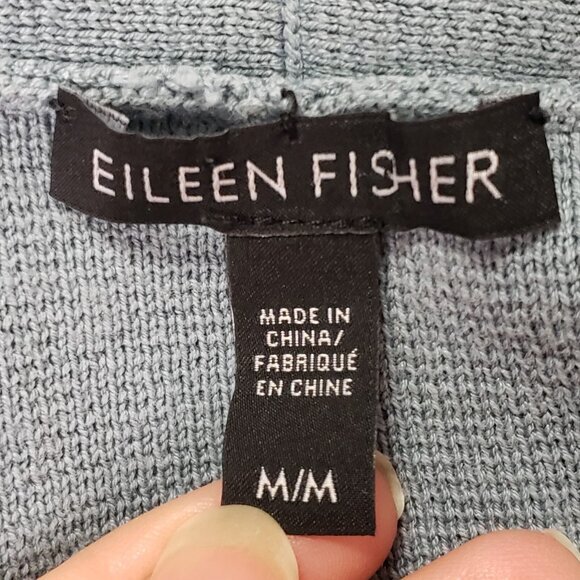 Eileen Fisher Womens Silk Organic Cotton Cardigan Size M Blue Sustainable Mature - Picture 5 of 10